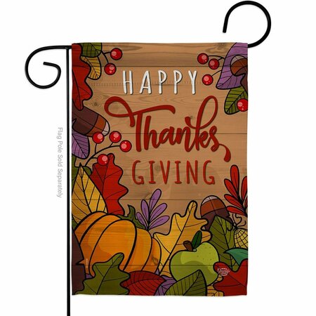 CUADRILATERO 13 x 18.5 in. Happy Thanks Giving Garden Flag with Fall Thanksgiving Double-Sided  Vertical Flags CU3900963